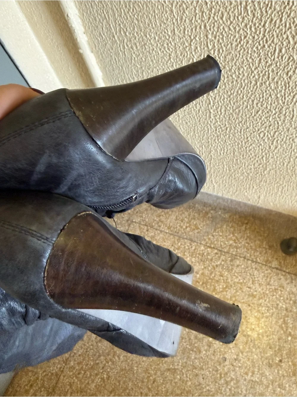 Black leather Over-the-Knee High Heel Boots
